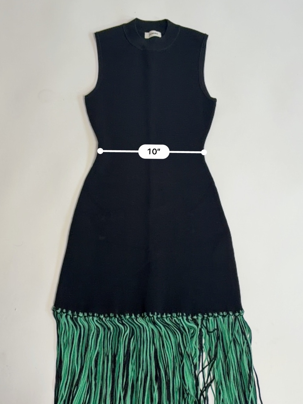 Sandro Bambie Black & Green Fringe Hem Knit Dress - Picture 9 of 10